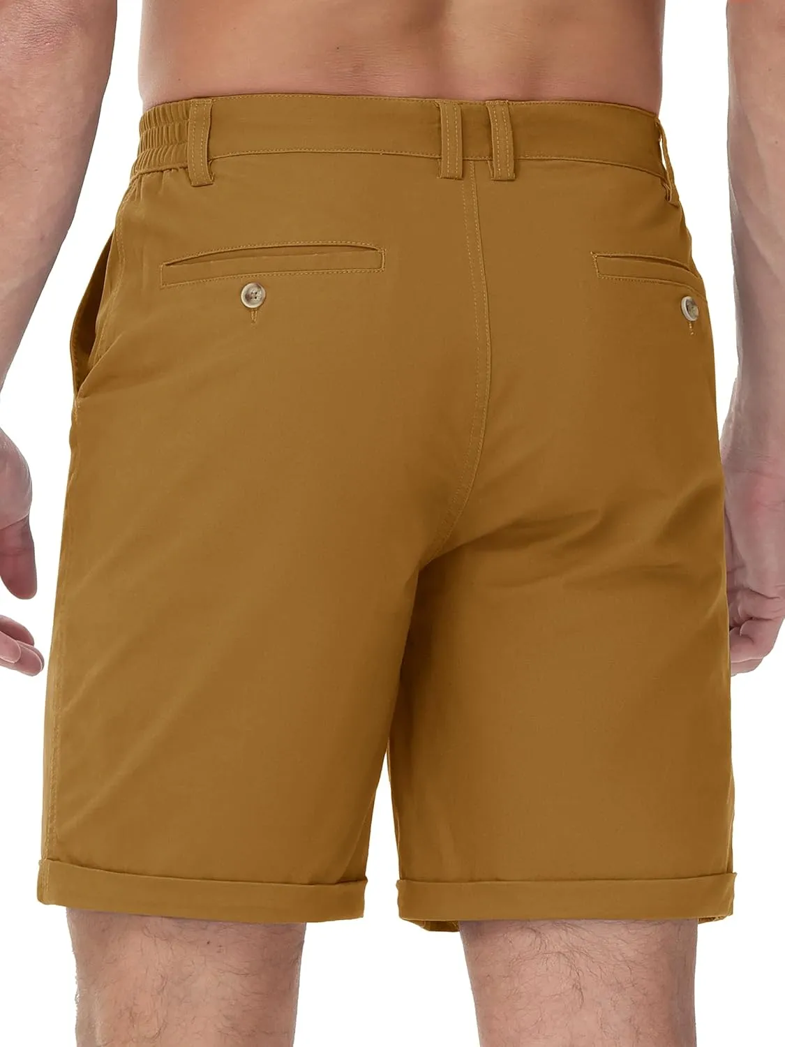 TACVASEN Mens Casual Shorts Classic Fit 7 Stretch Twill Flat Front Chino Shorts with Pockets