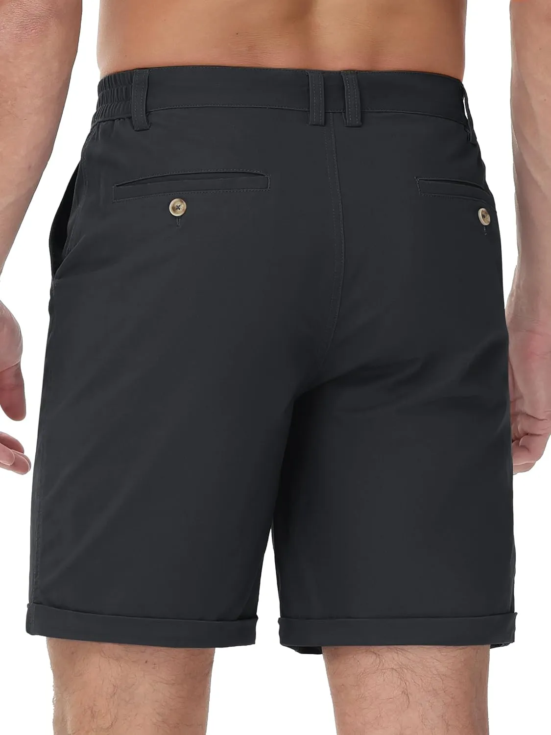TACVASEN Mens Casual Shorts Classic Fit 7 Stretch Twill Flat Front Chino Shorts with Pockets