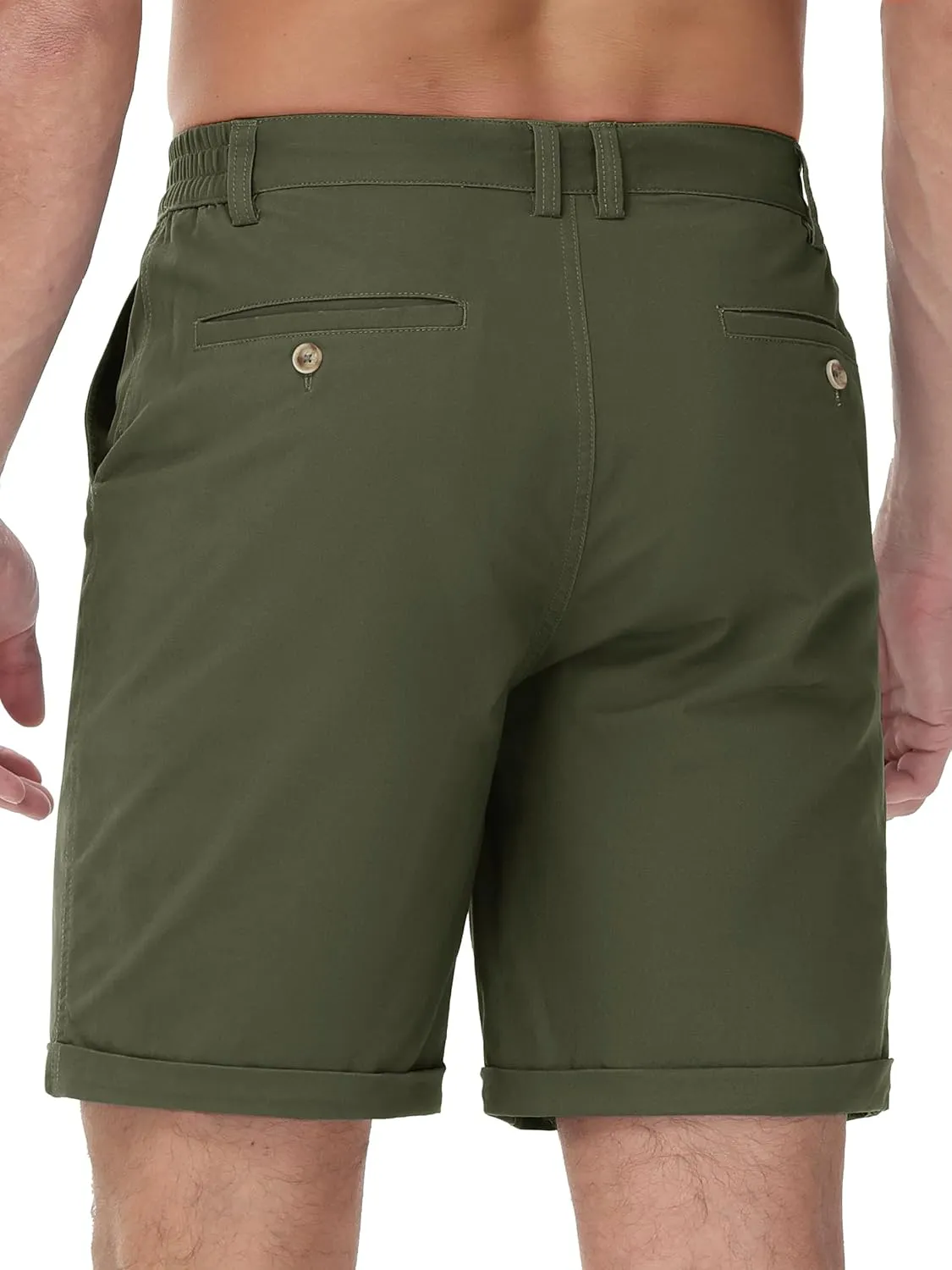 TACVASEN Mens Casual Shorts Classic Fit 7 Stretch Twill Flat Front Chino Shorts with Pockets