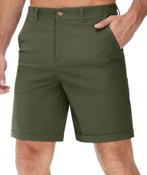 TACVASEN Mens Casual Shorts Classic Fit 7 Stretch Twill Flat Front Chino Shorts with Pockets
