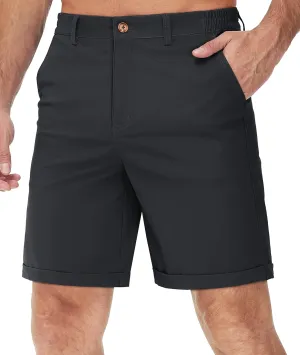 TACVASEN Mens Casual Shorts Classic Fit 7 Stretch Twill Flat Front Chino Shorts with Pockets