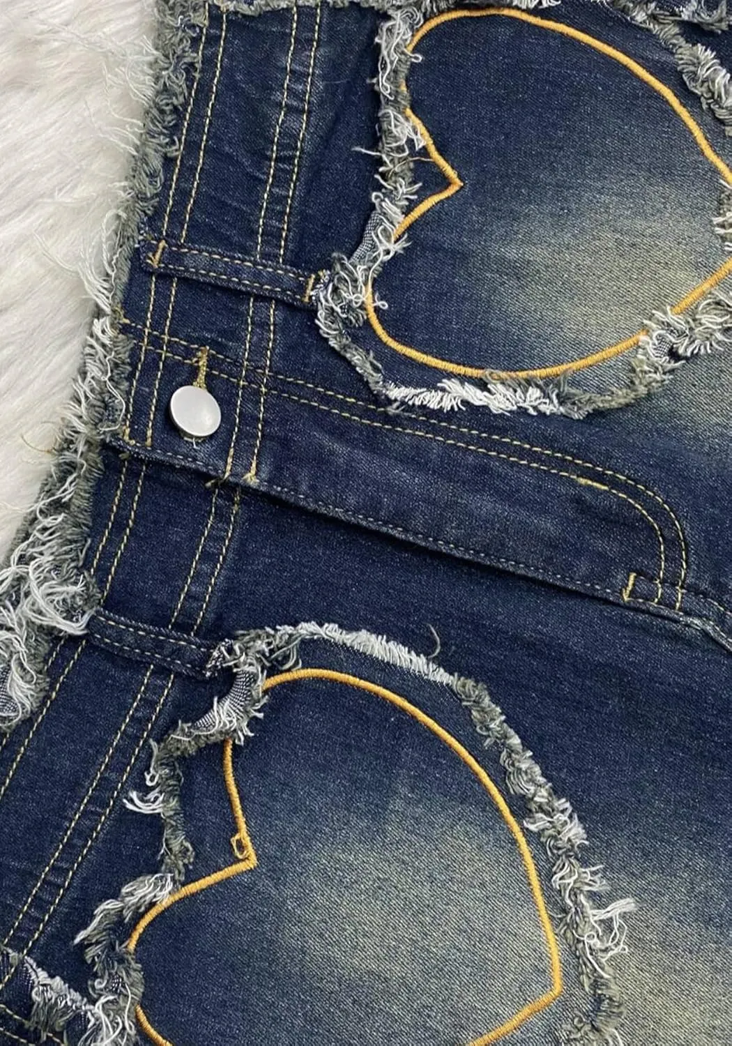 Tbahhir Women's Denim Mini Skirt High Waisted Jean Skirts Short with Heart Bodycon Y2k Streetwear Blue