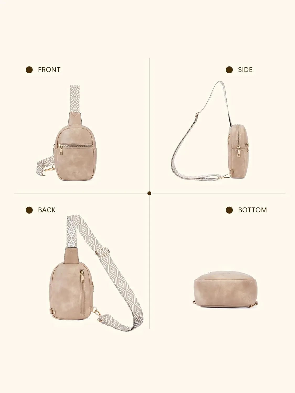 Telena Crossbody Sling Bags for Women, PU Leather Fanny Packs Cross Body Bag for Woman