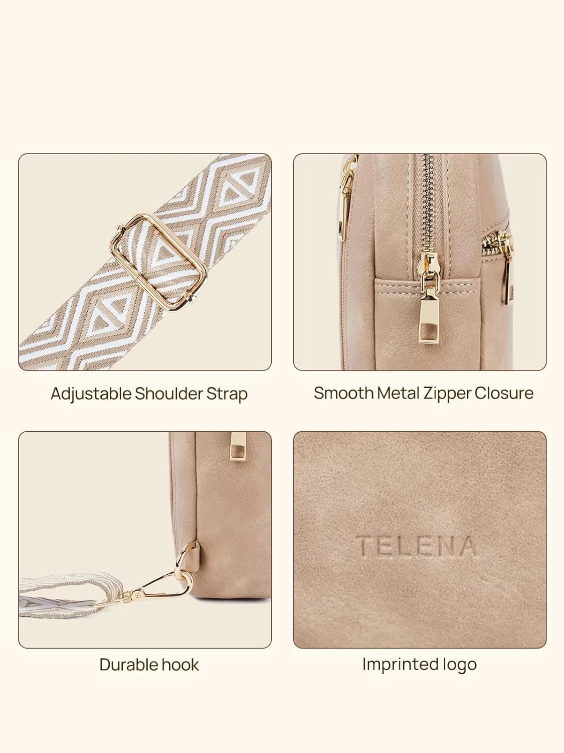 Telena Crossbody Sling Bags for Women, PU Leather Fanny Packs Cross Body Bag for Woman