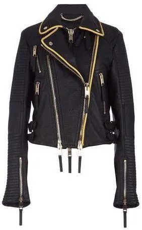 'The Biker' Regimental-Trimmed Genuine Leather Biker Jacket