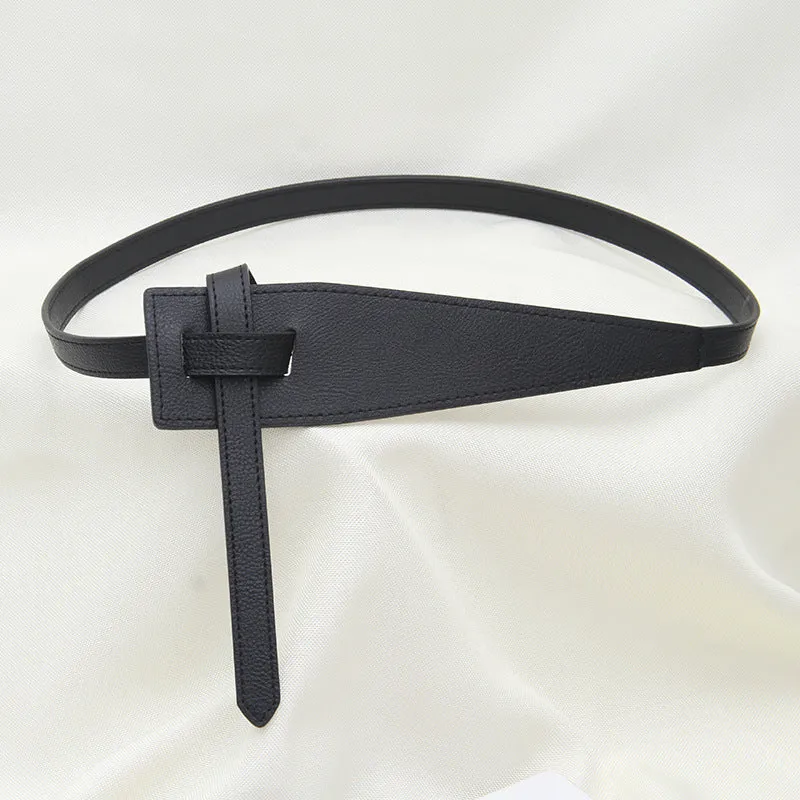 Tie Knot Faux Leather Black Belts JLTHB0245