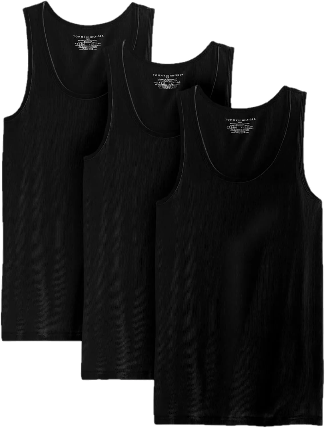 Tommy Hilfiger Men's Undershirts 3 Pack Cotton Classics A Shirts, Black, Small