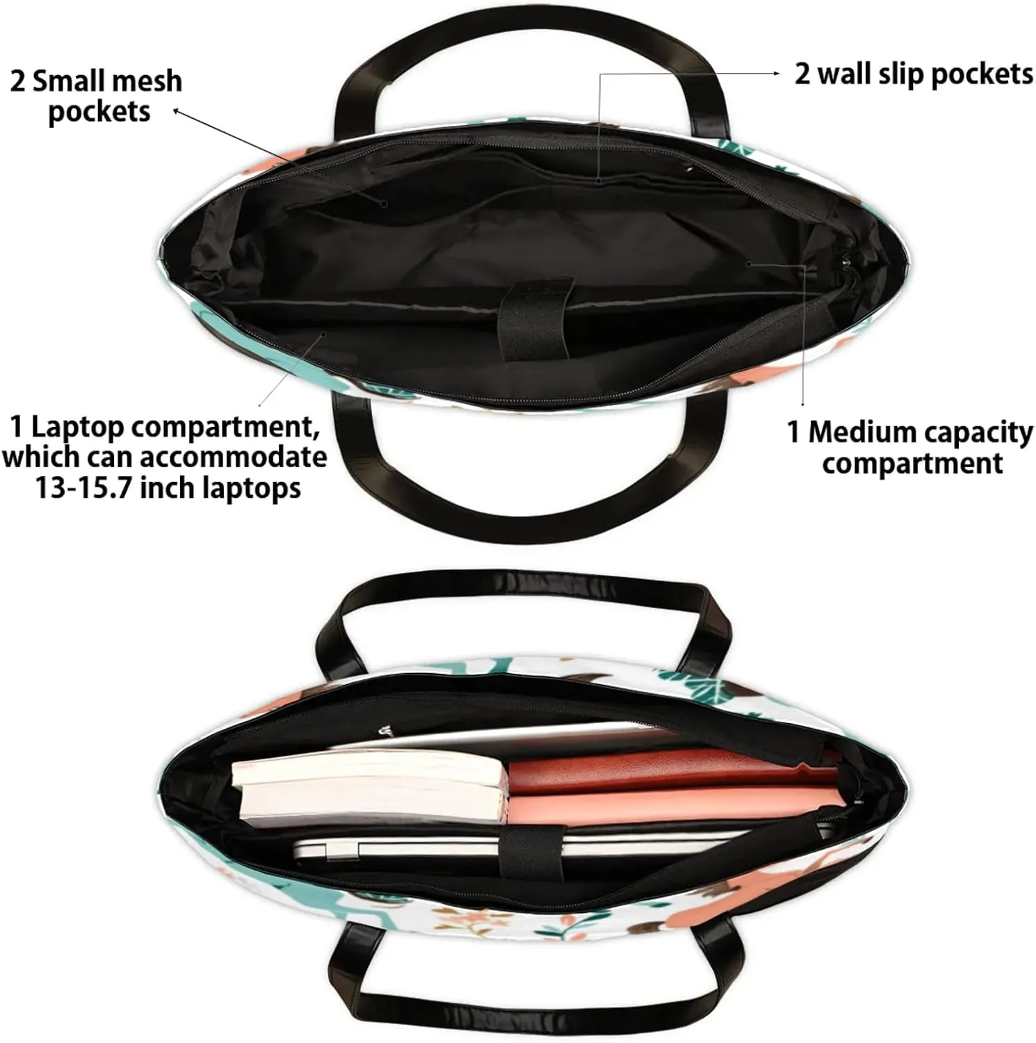 Tote Bag for Women with Zipper, Laptop Tote Bags Laptop Sleeve Case Shoulder Bag Messenger Bags