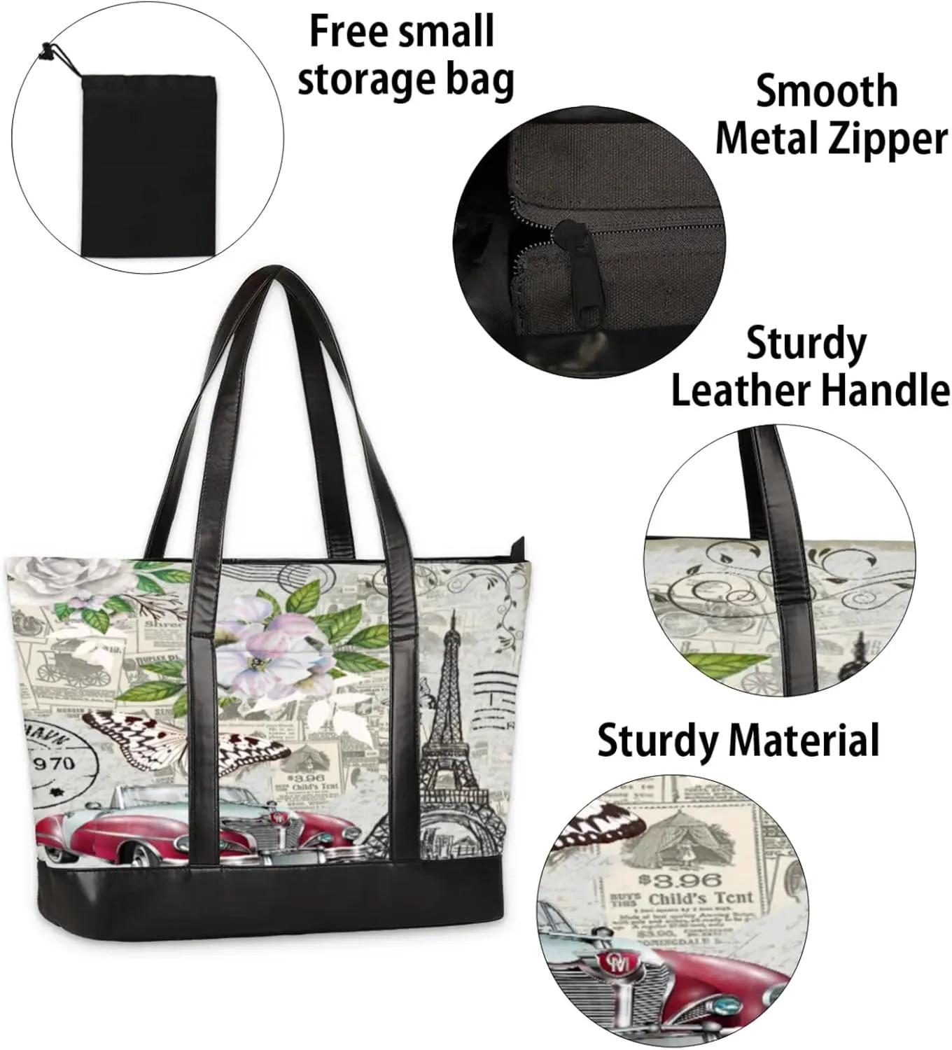Tote Bag for Women with Zipper, Laptop Tote Bags Laptop Sleeve Case Shoulder Bag Messenger Bags