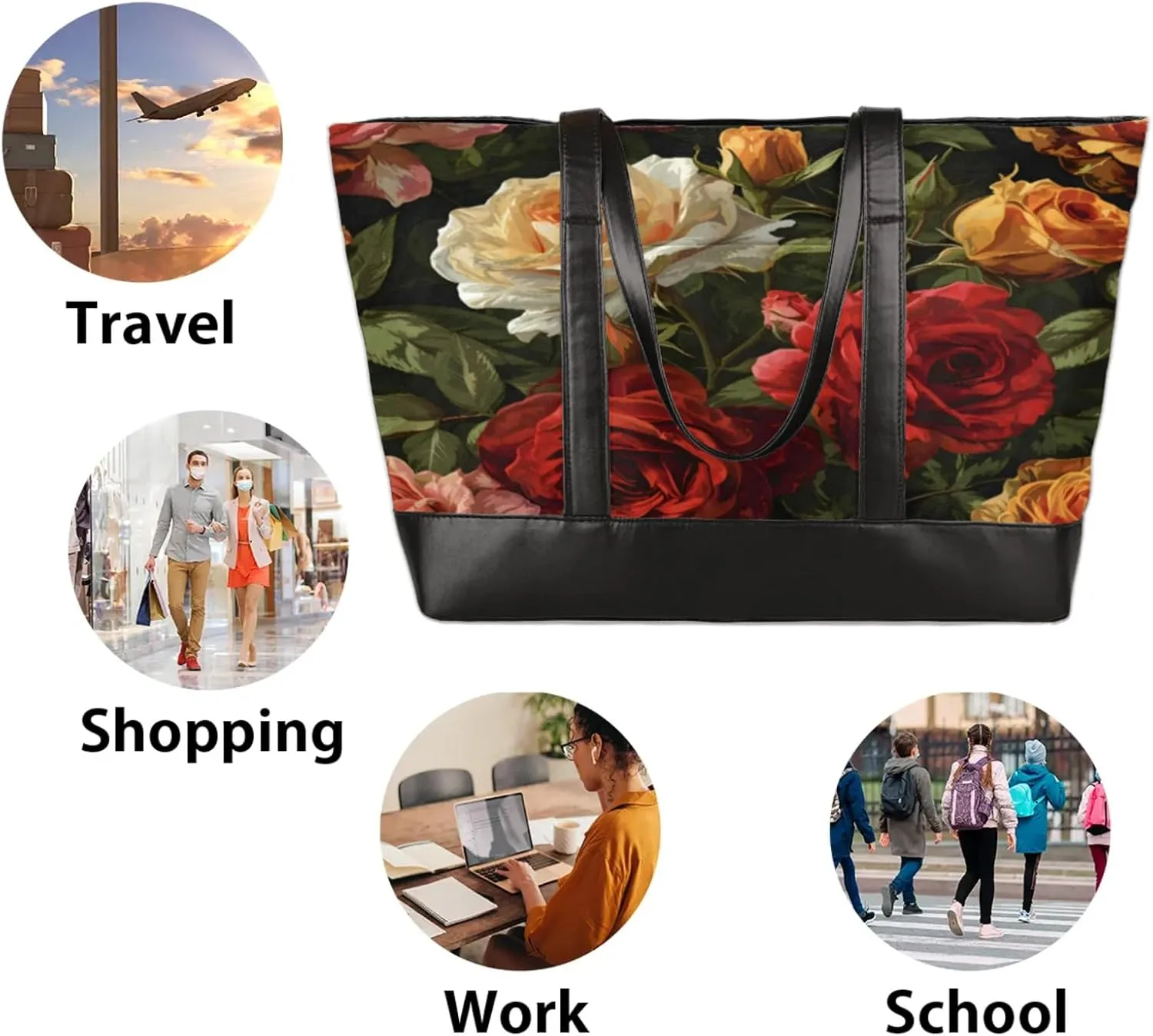 Tote Bag for Women with Zipper, Laptop Tote Bags Laptop Sleeve Case Shoulder Bag Messenger Bags