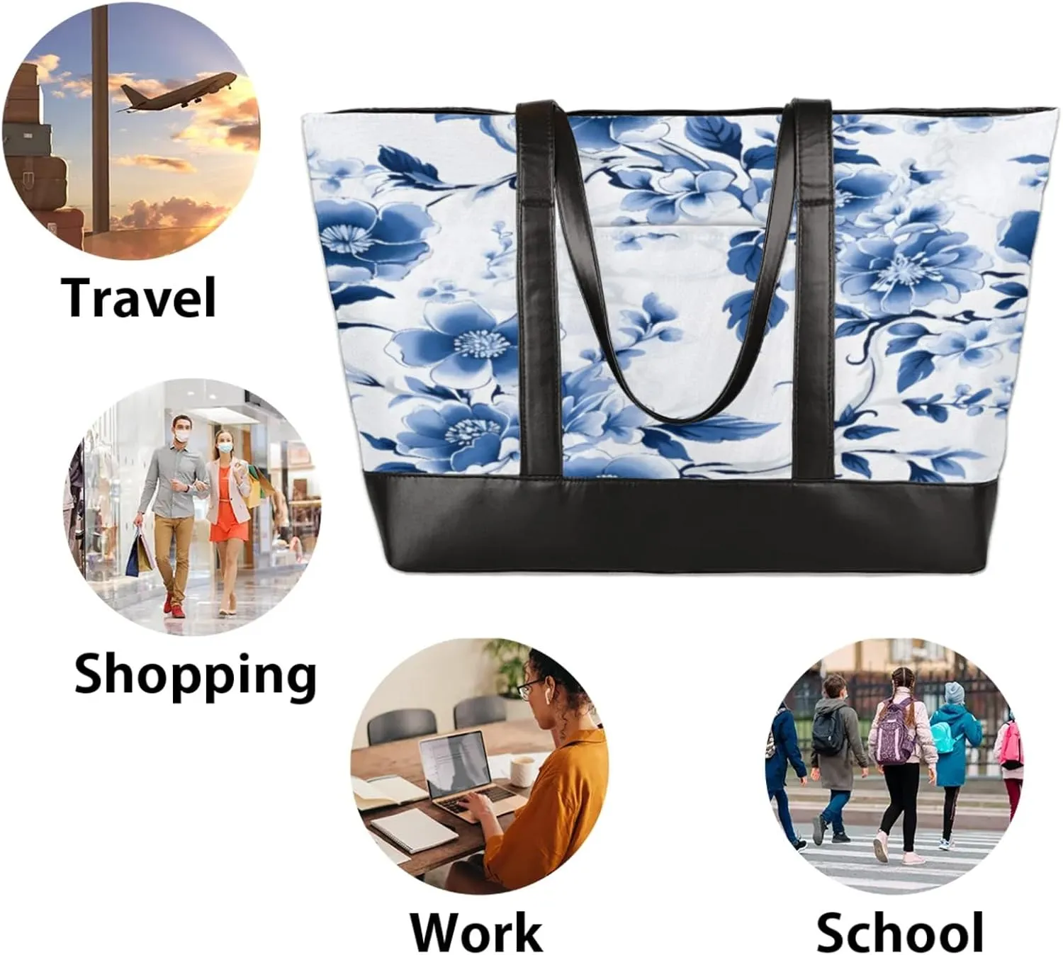 Tote Bag for Women with Zipper, Laptop Tote Bags Laptop Sleeve Case Shoulder Bag Messenger Bags