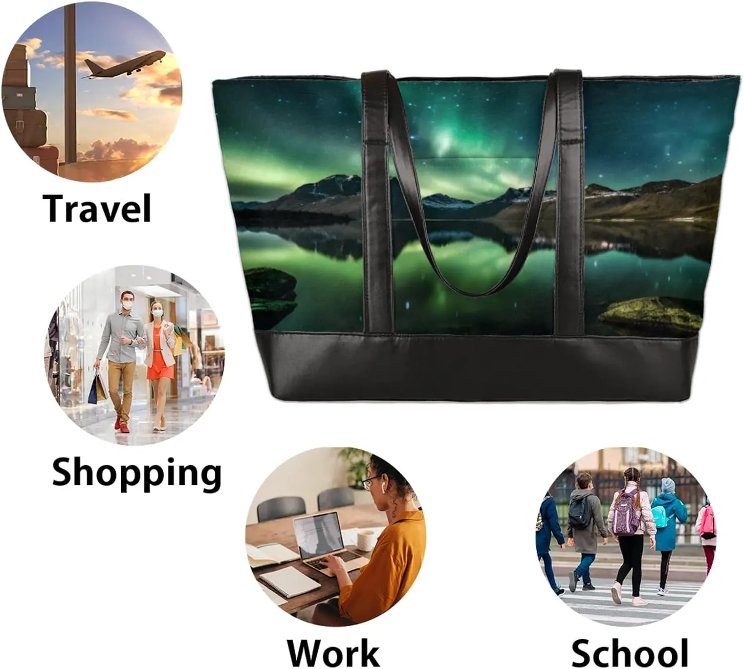 Tote Bag for Women with Zipper, Laptop Tote Bags Laptop Sleeve Case Shoulder Bag Messenger Bags