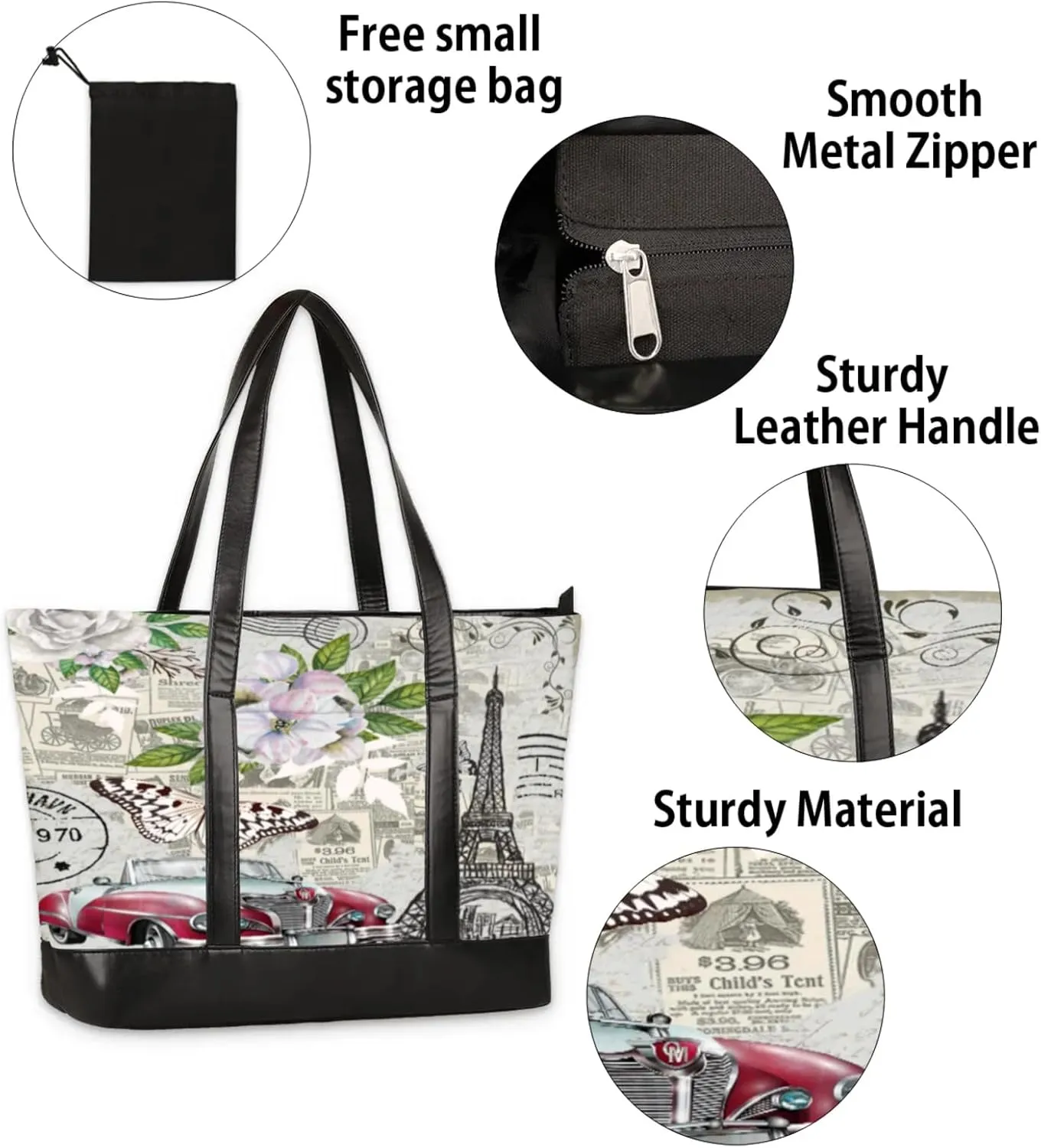 Tote Bag for Women with Zipper, Laptop Tote Bags Laptop Sleeve Case Shoulder Bag Messenger Bags