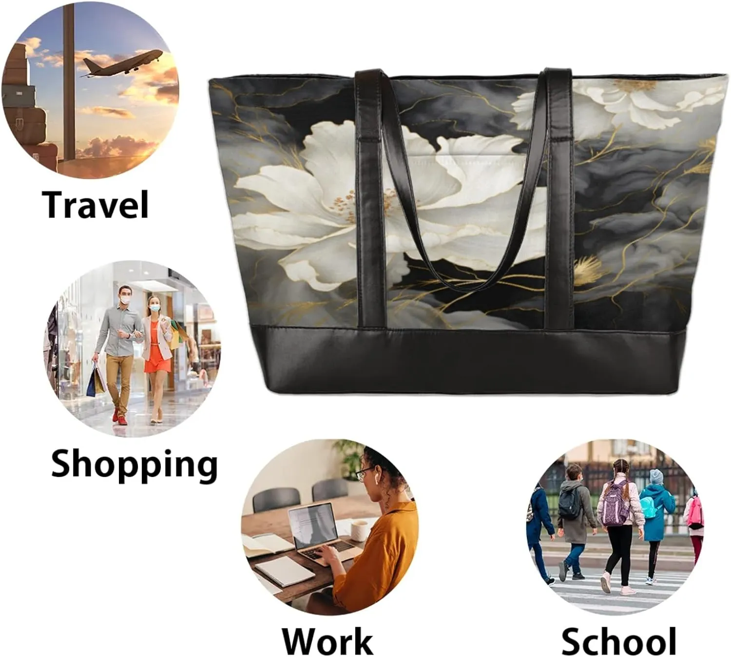 Tote Bag for Women with Zipper, Laptop Tote Bags Laptop Sleeve Case Shoulder Bag Messenger Bags