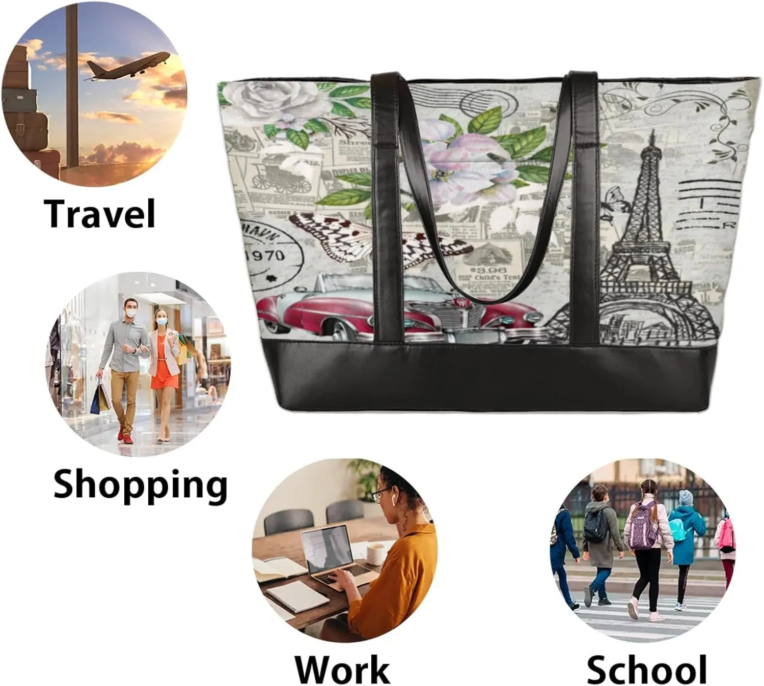 Tote Bag for Women with Zipper, Laptop Tote Bags Laptop Sleeve Case Shoulder Bag Messenger Bags