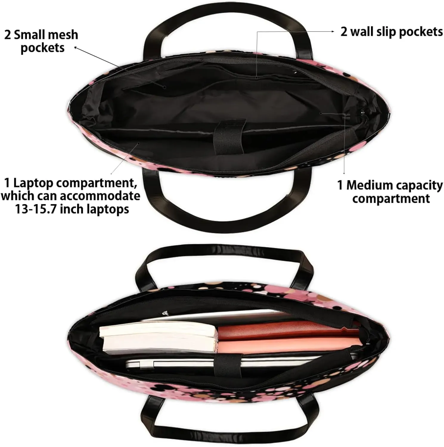 Tote Bag for Women with Zipper, Laptop Tote Bags Laptop Sleeve Case Shoulder Bag Messenger Bags