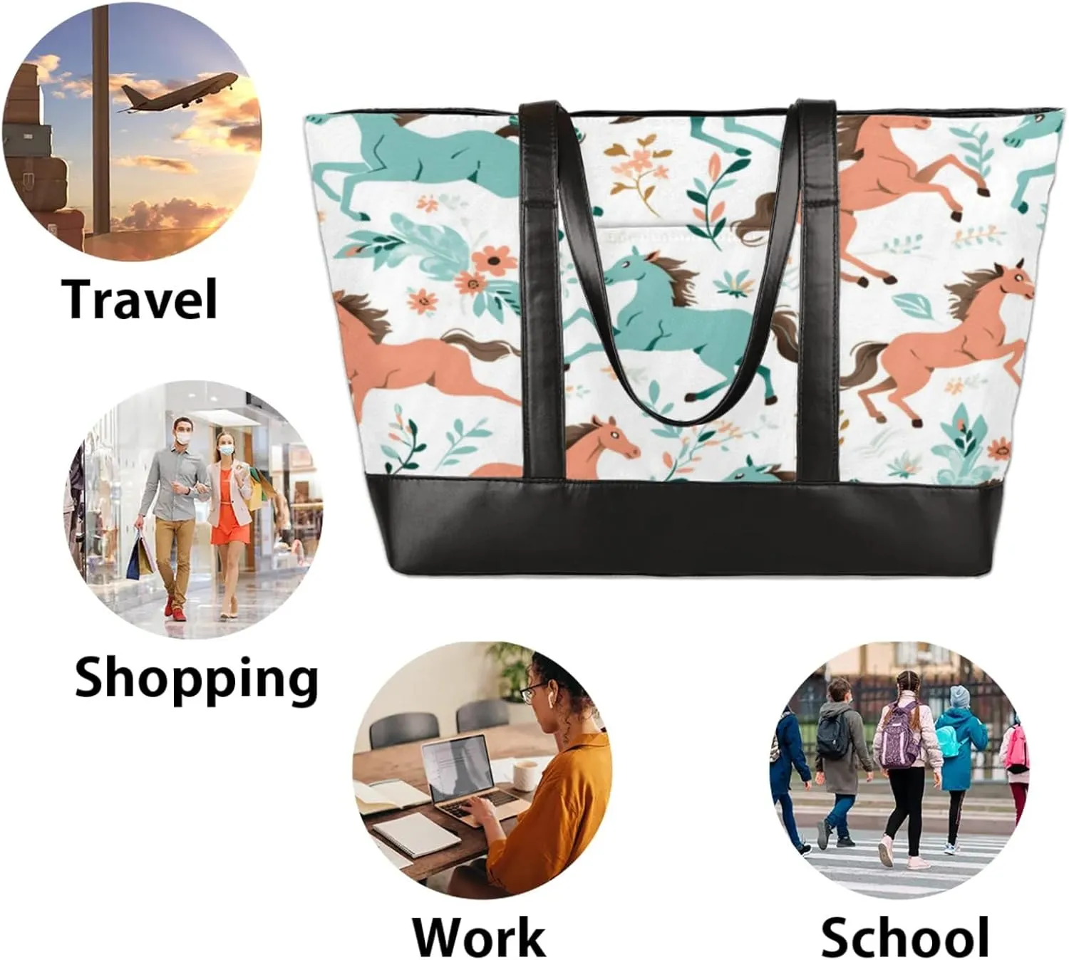 Tote Bag for Women with Zipper, Laptop Tote Bags Laptop Sleeve Case Shoulder Bag Messenger Bags
