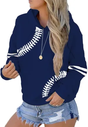 TSMNZMU Womens Baseball Hoodie Softball Sweatshirts Drawstring Long Sleeve Hoodies Oversized Pullover Shirts with Pockets