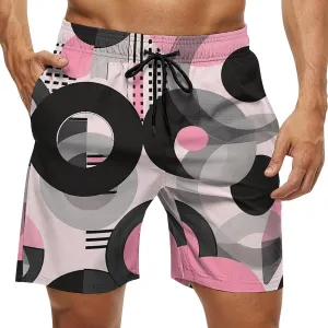 Vintage Circle Geometry Men's Swim Trunks Quick Dry Board Shorts Breathable Summer Beach Shorts Bathing Suits