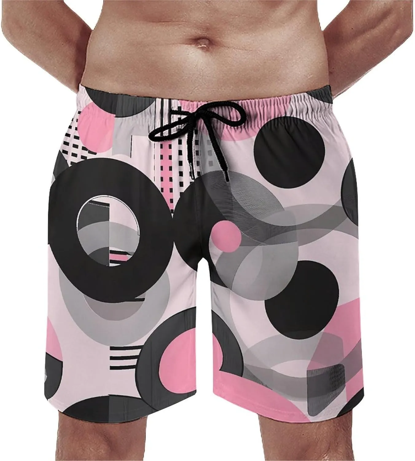 Vintage Circle Geometry Men's Swim Trunks Quick Dry Board Shorts Breathable Summer Beach Shorts Bathing Suits