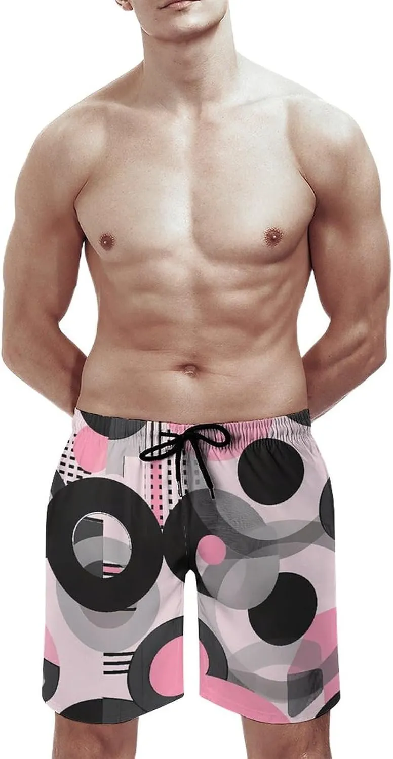 Vintage Circle Geometry Men's Swim Trunks Quick Dry Board Shorts Breathable Summer Beach Shorts Bathing Suits