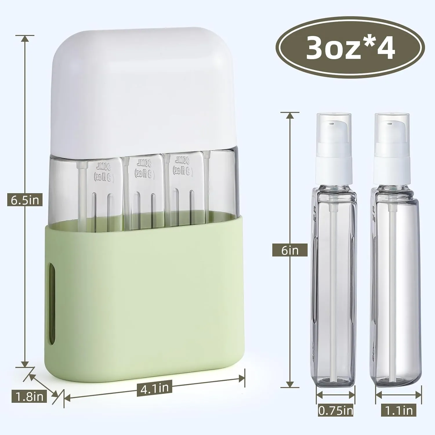 VITEVER 3oz Travel Bottles Set, Tsa Approved Portable Travel Containers for Shampoo Liquid With Labels,Travel Containers Dispenser Set - Green
