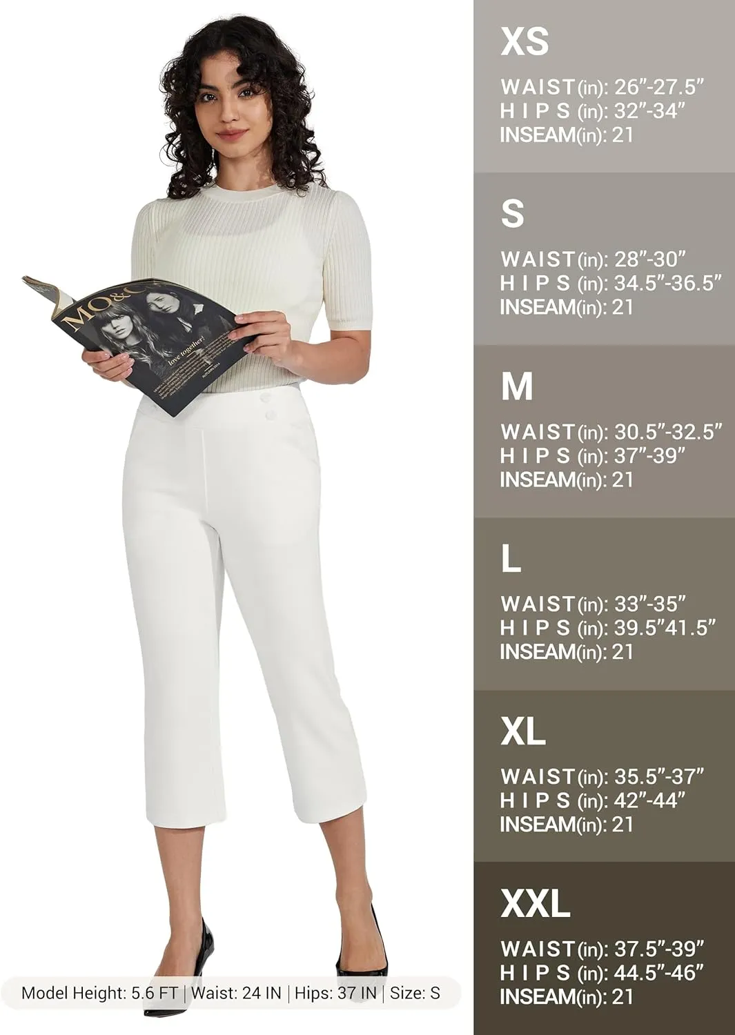 Willit Women's Capri Pants Dress Yoga Capri Stretch Business Work Casual Capris Straight Leg Office Pants 21"