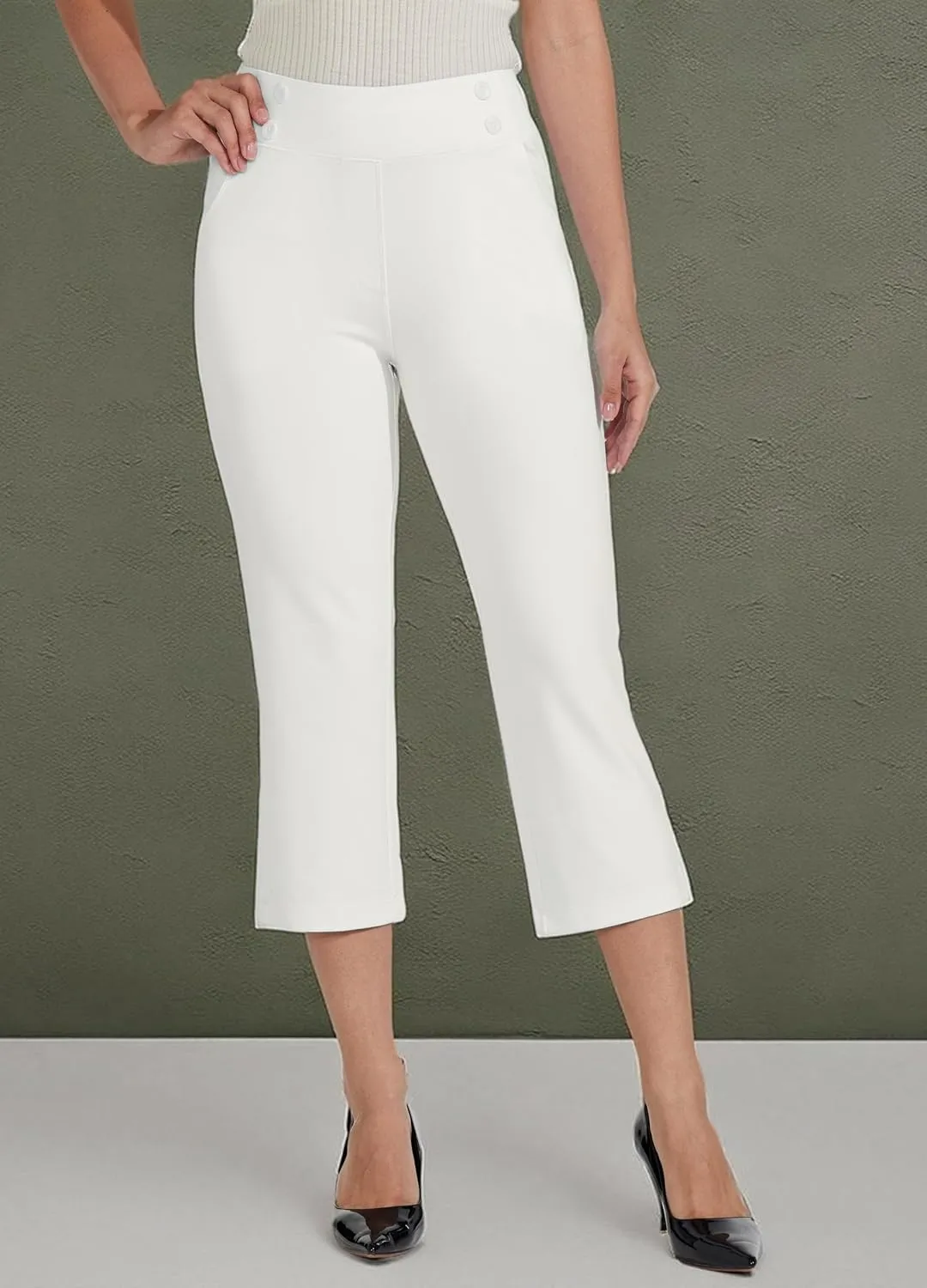 Willit Women's Capri Pants Dress Yoga Capri Stretch Business Work Casual Capris Straight Leg Office Pants 21"