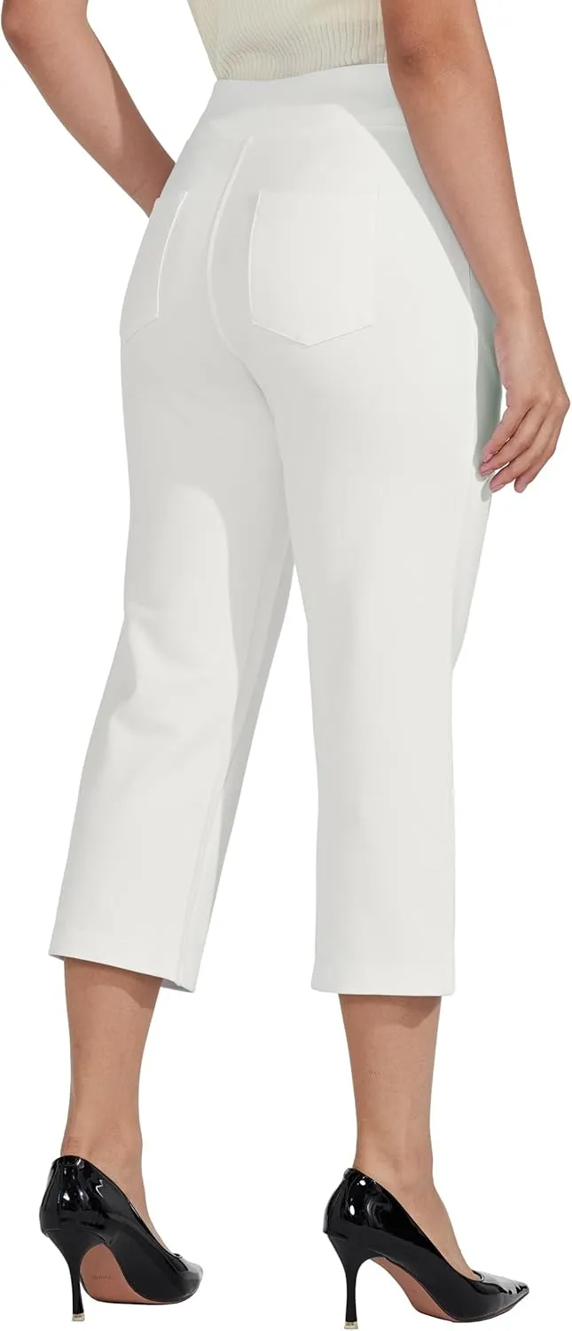 Willit Women's Capri Pants Dress Yoga Capri Stretch Business Work Casual Capris Straight Leg Office Pants 21"
