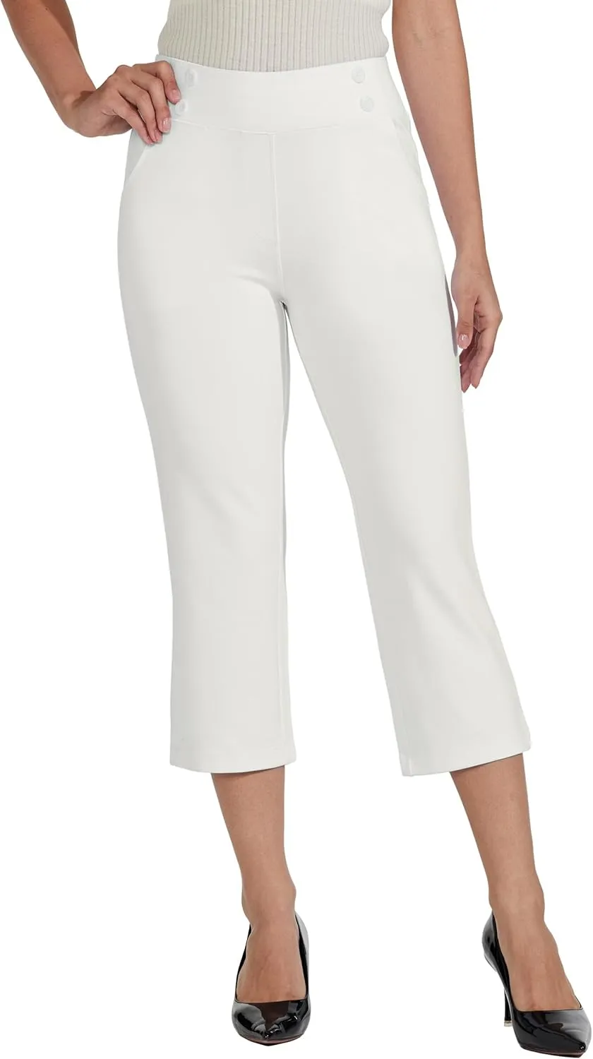 Willit Women's Capri Pants Dress Yoga Capri Stretch Business Work Casual Capris Straight Leg Office Pants 21"