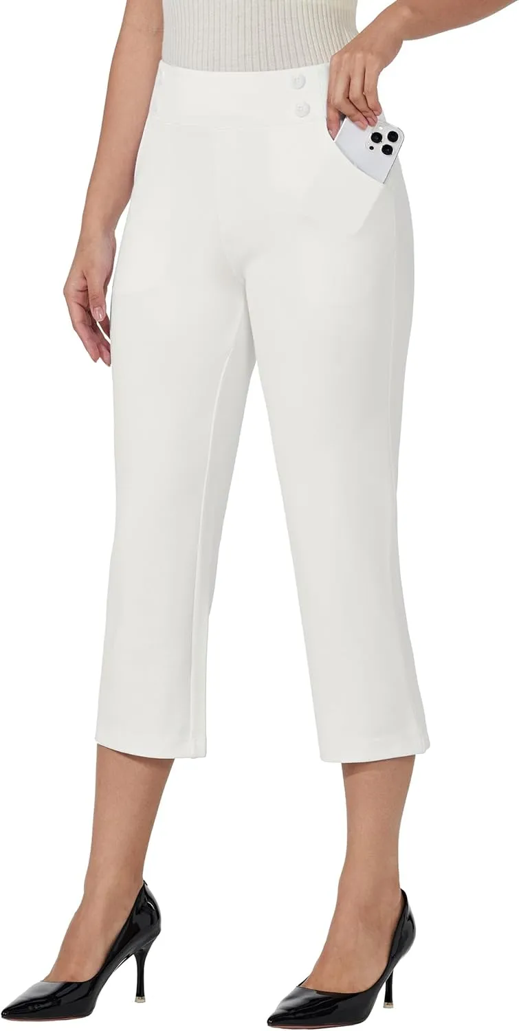 Willit Women's Capri Pants Dress Yoga Capri Stretch Business Work Casual Capris Straight Leg Office Pants 21"