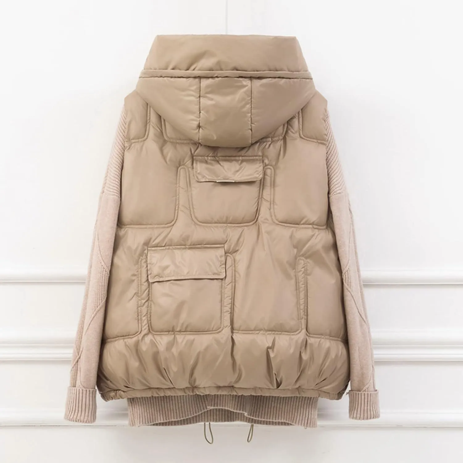 Women Casual Solid Coat Jacket Hooded Vest Zipper Pocket Loose Sleeveless Cotton Padded Coat Monogrammed Vest
