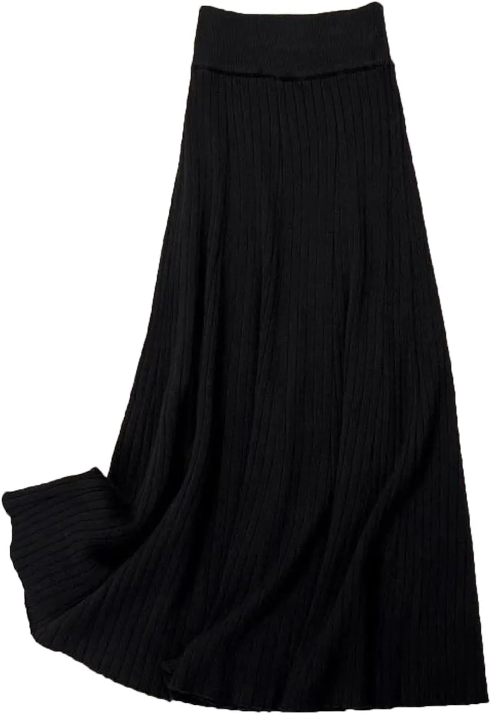 Women Knitted Midi Skirts Fashion Pleated Skirt Fall Winter Ladies Korean High Waist Slim A Line Skirt