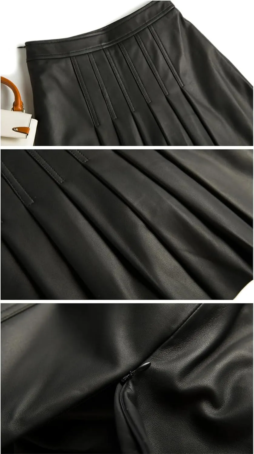 Women Winter All-Match Leather Mini Skirt Ladies Sexy Pleated Skirt Slim Skirt