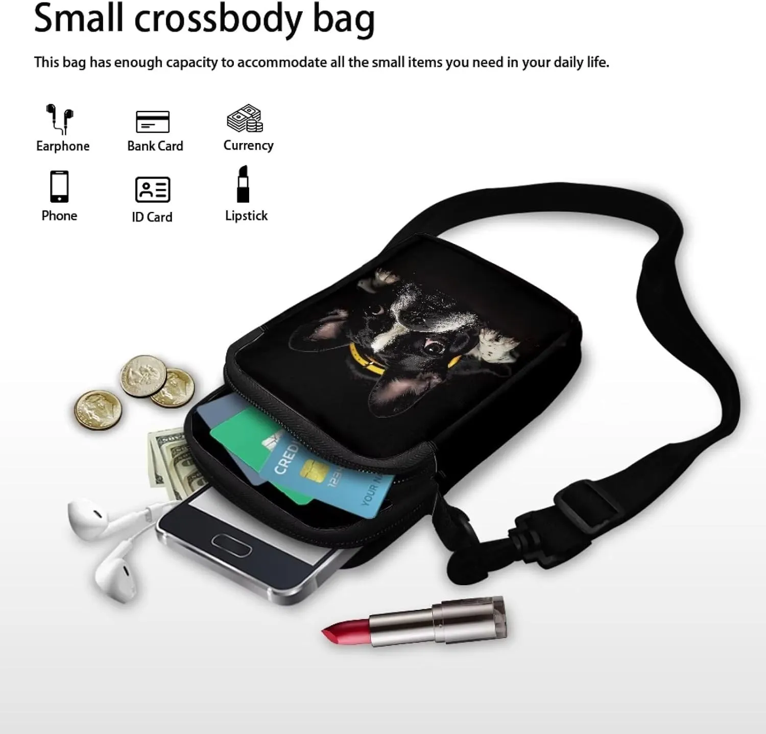 Women's 2 Layer Cross Body Bag Sling Bags Crossbody Handbag for Travel