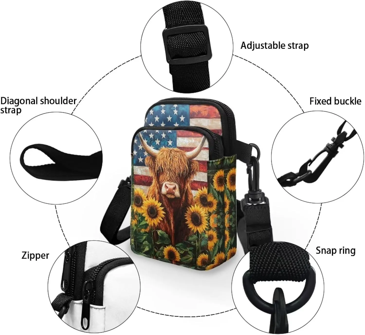 Women's 2 Layer Cross Body Bag Sling Bags Crossbody Handbag for Travel