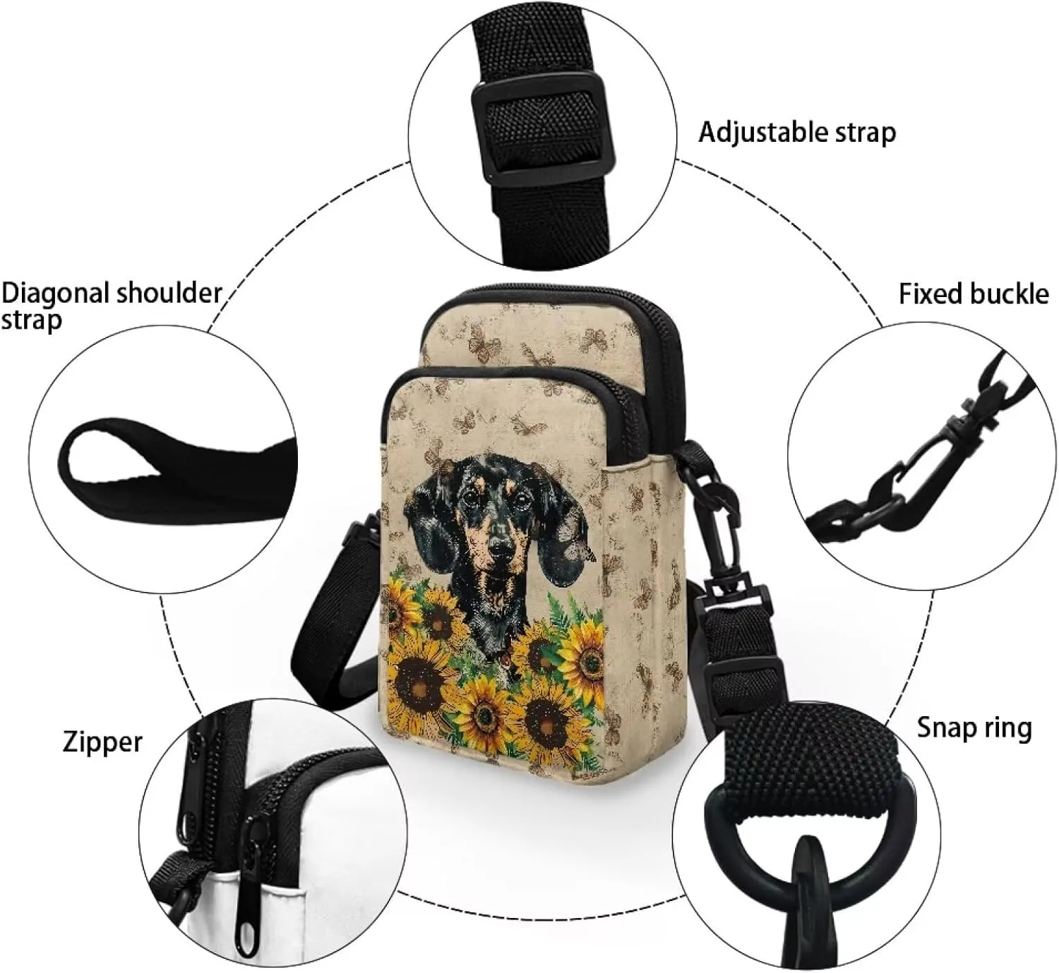 Women's 2 Layer Cross Body Bag Sling Bags Crossbody Handbag for Travel