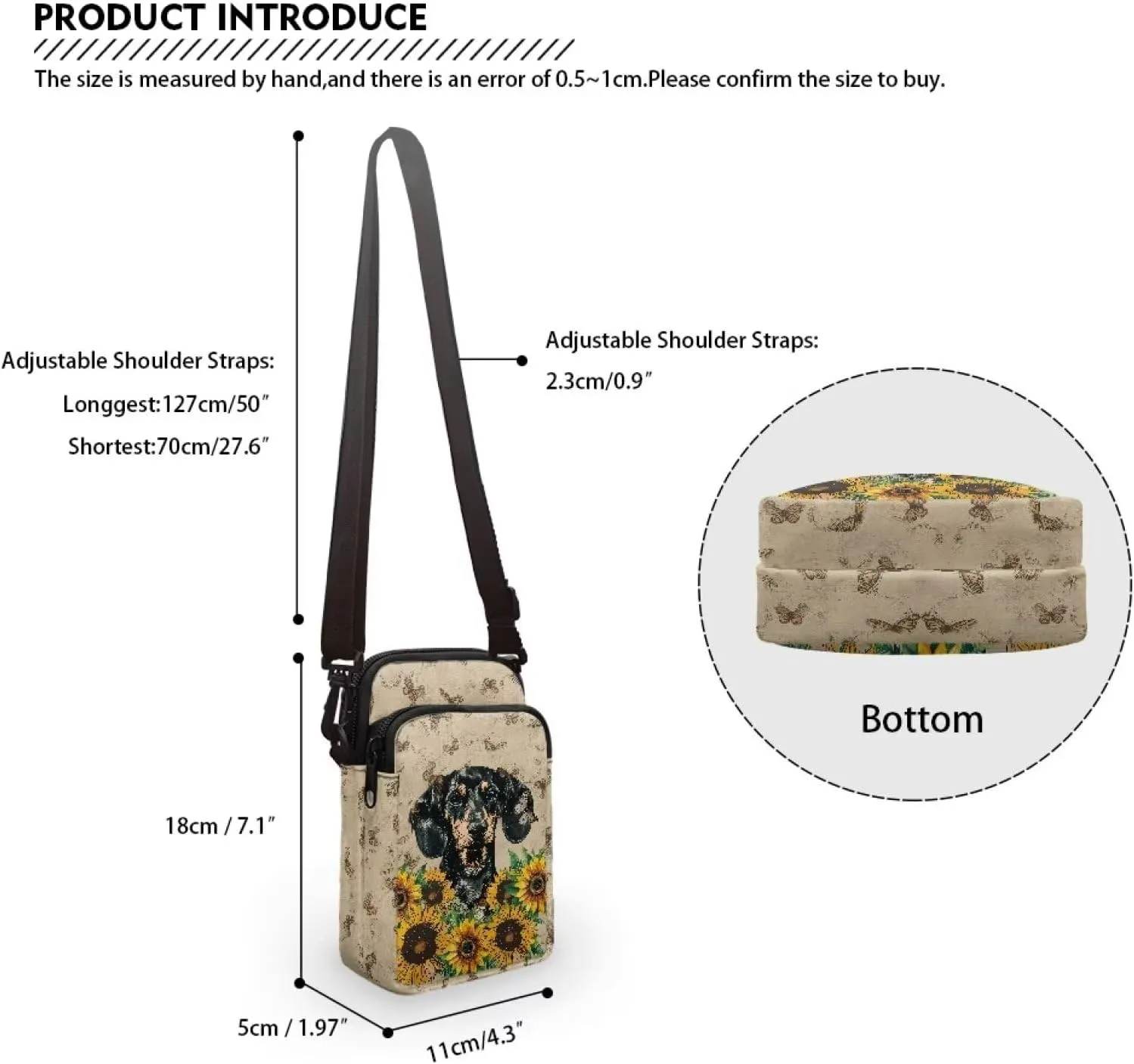 Women's 2 Layer Cross Body Bag Sling Bags Crossbody Handbag for Travel