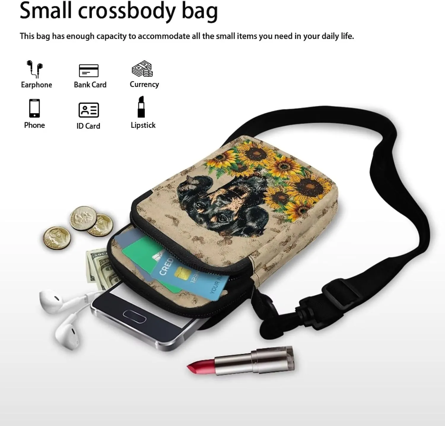 Women's 2 Layer Cross Body Bag Sling Bags Crossbody Handbag for Travel