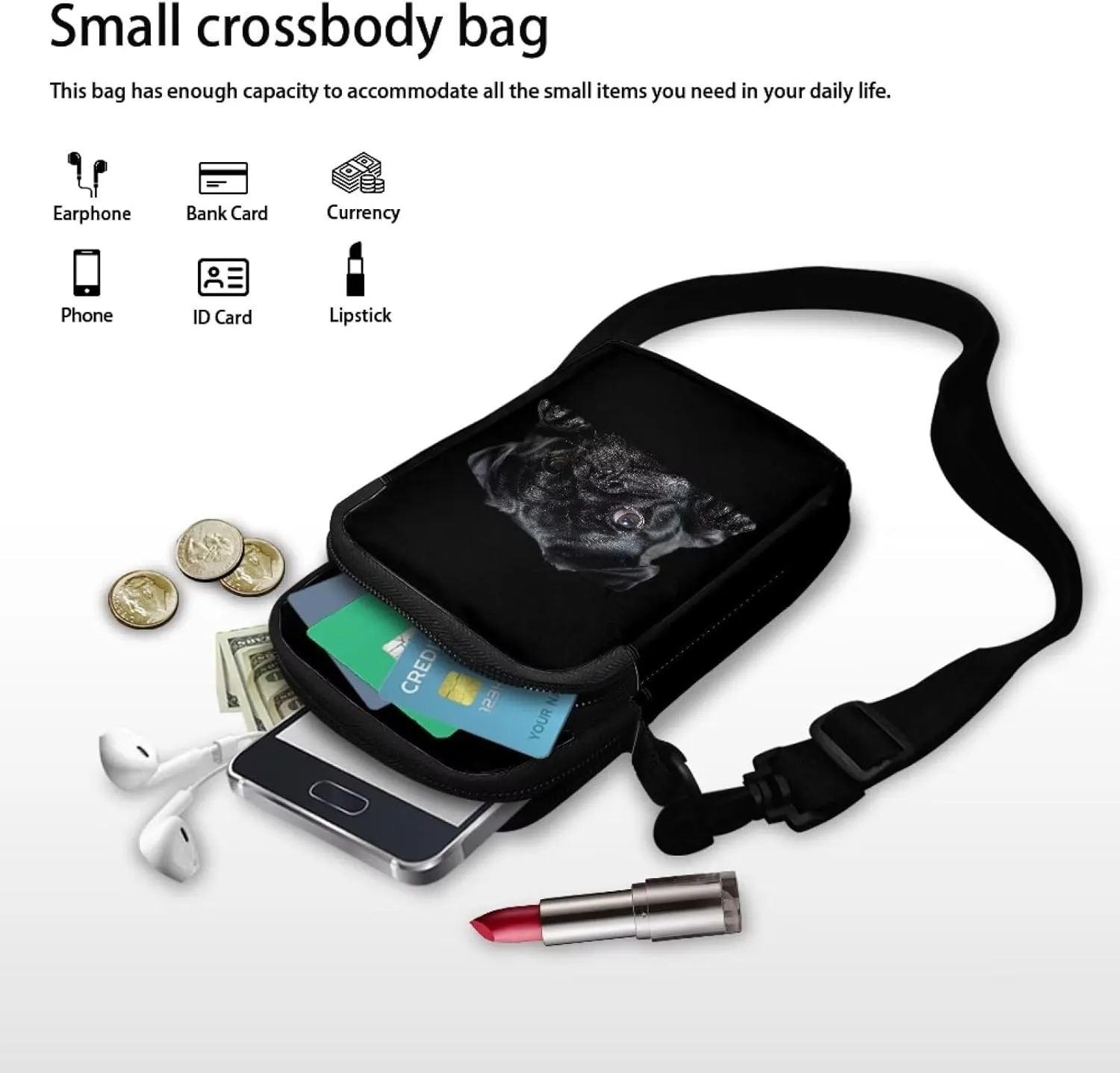 Women's 2 Layer Cross Body Bag Sling Bags Crossbody Handbag for Travel