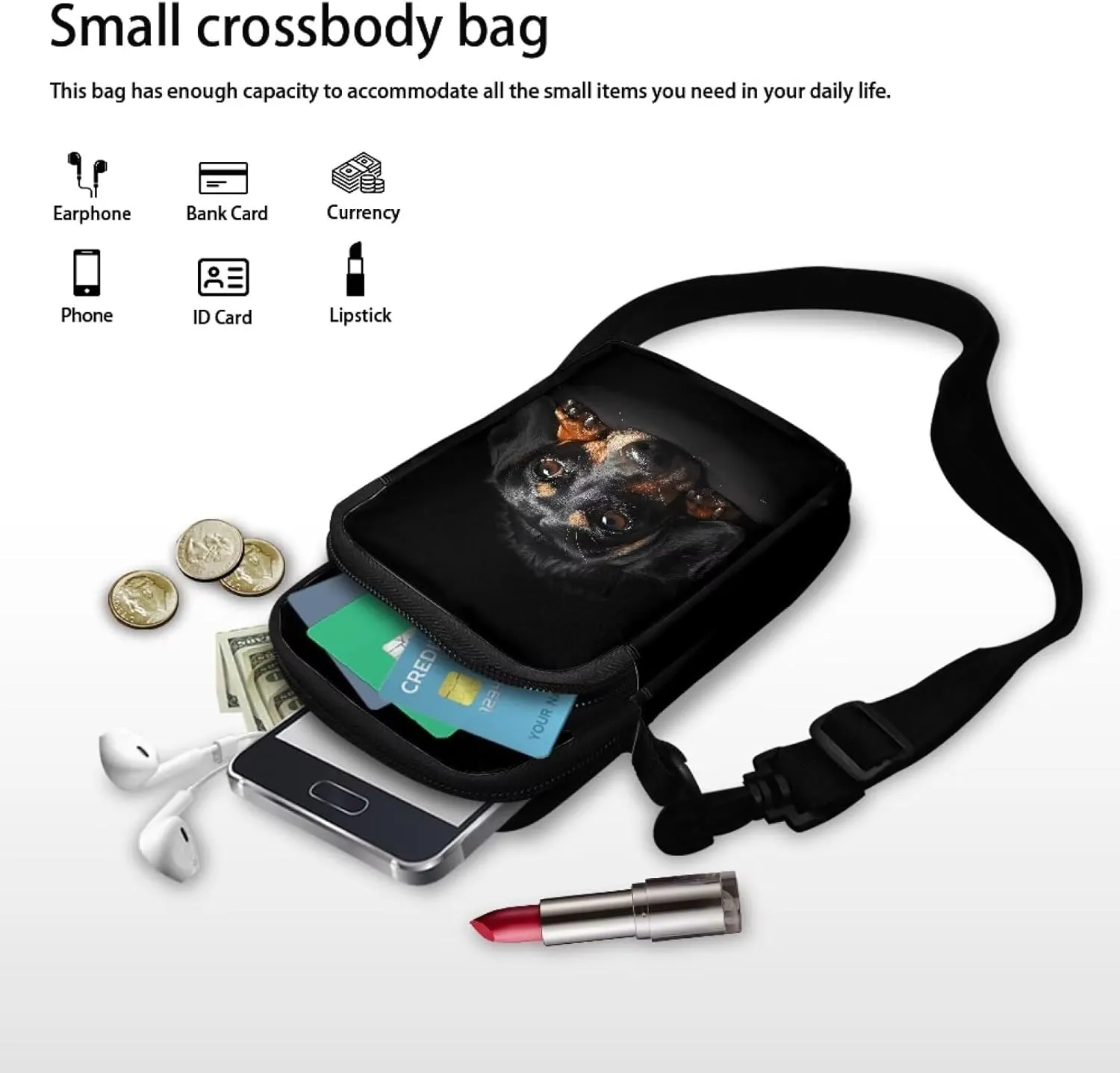 Women's 2 Layer Cross Body Bag Sling Bags Crossbody Handbag for Travel