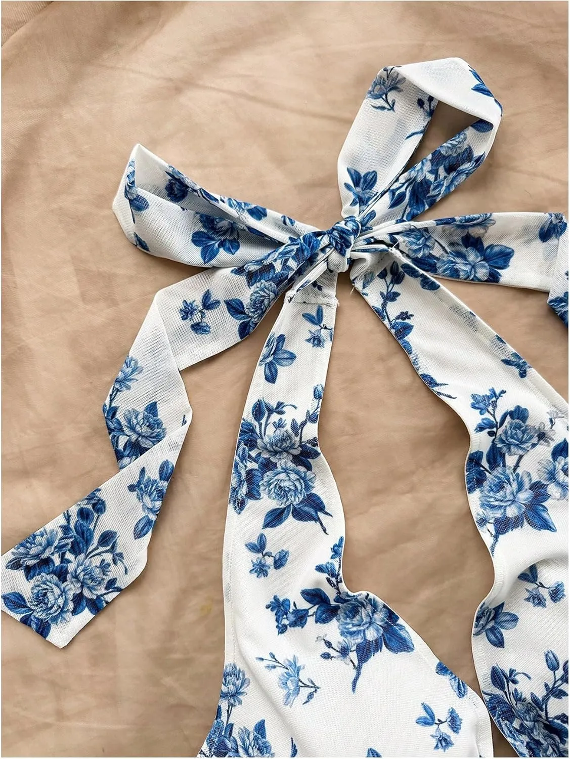 Women's Boho Floral Print Halter Top Y2k Sleeveless Backless Bow Knot Ruffle Tank Tops