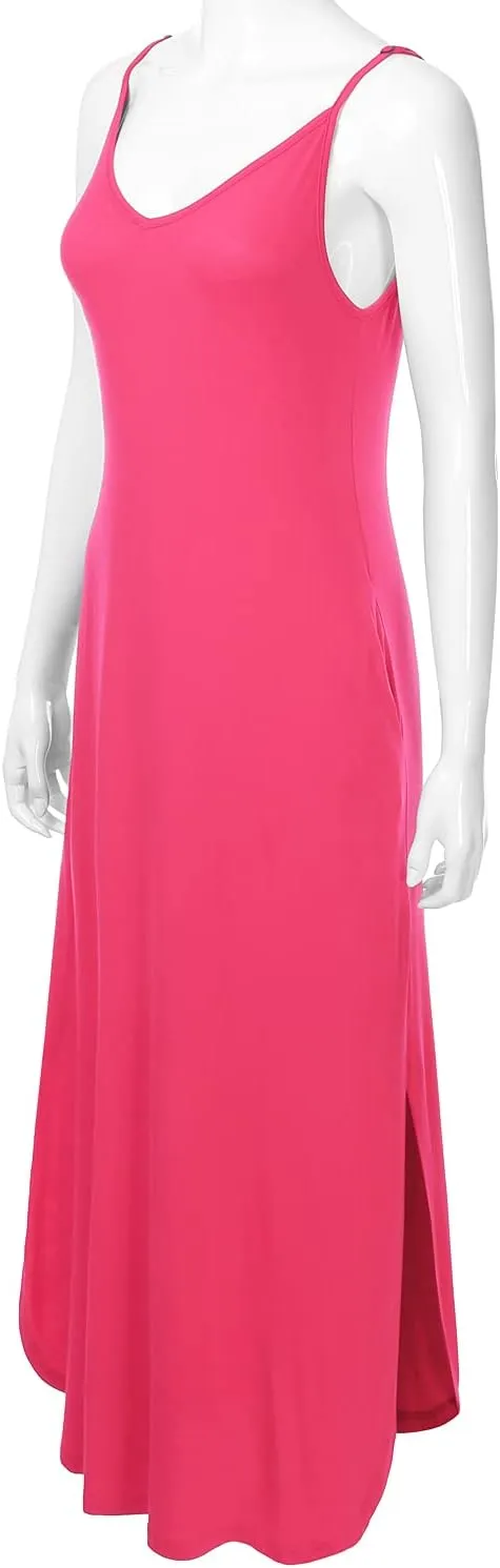 Women's Casual Loose Fit Long Cami Maxi Dress with Pockets (XS-XXL)