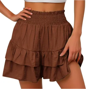 Women's Casual Shorts Dressy Summer High Waisted Layering Solid Color Skirt Shorts Fashion 2025 Comfy Soft Pants