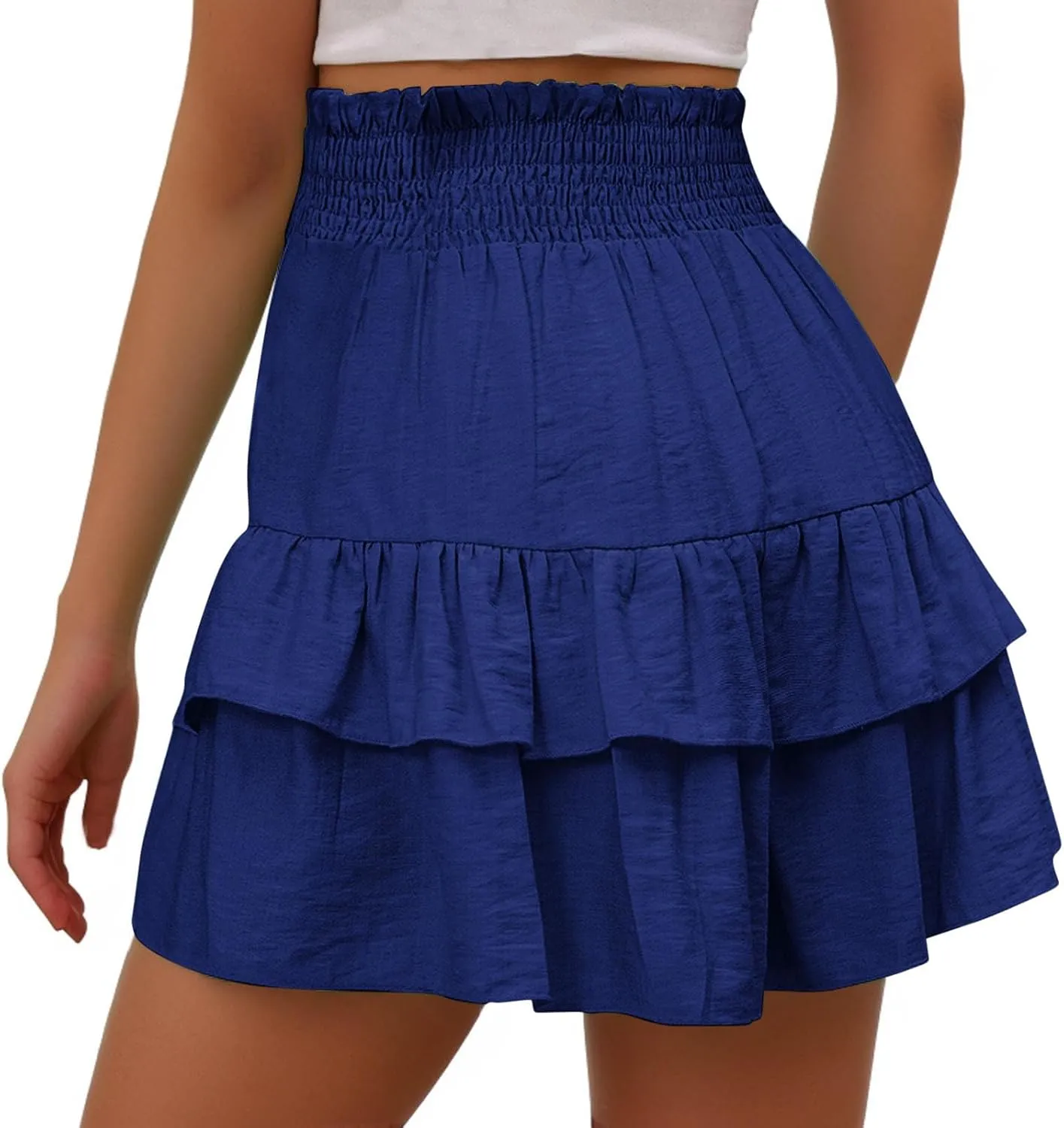 Women's Casual Shorts Dressy Summer High Waisted Layering Solid Color Skirt Shorts Fashion 2025 Comfy Soft Pants