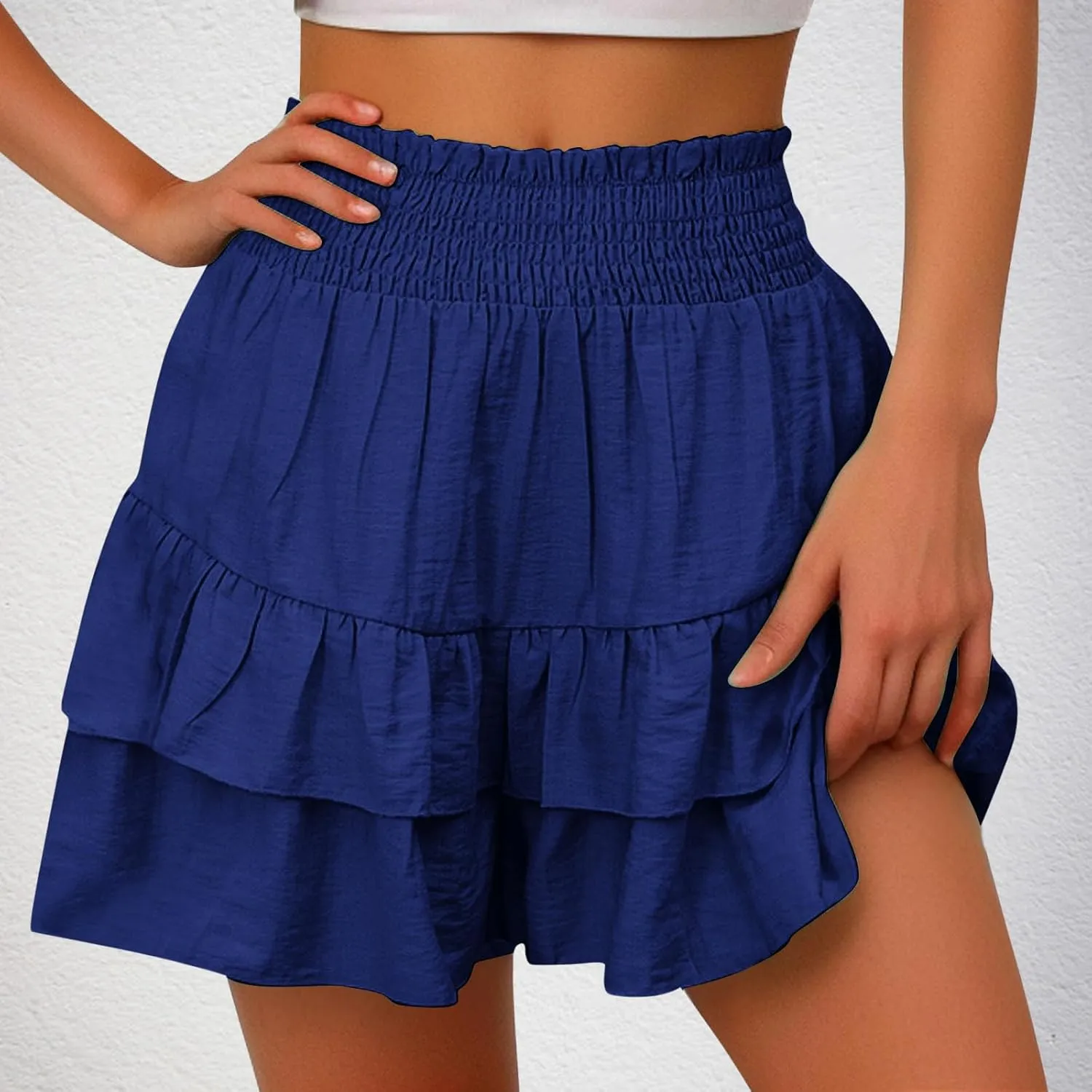 Women's Casual Shorts Dressy Summer High Waisted Layering Solid Color Skirt Shorts Fashion 2025 Comfy Soft Pants