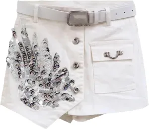 Womens Denim Mini Skirt Shorts Spring Summer High Waist Vintage Retro A-Line