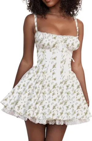 Women's Dress Sleeveless Lace Floral Camisole Corset Suit Style Sexy Dress for Women