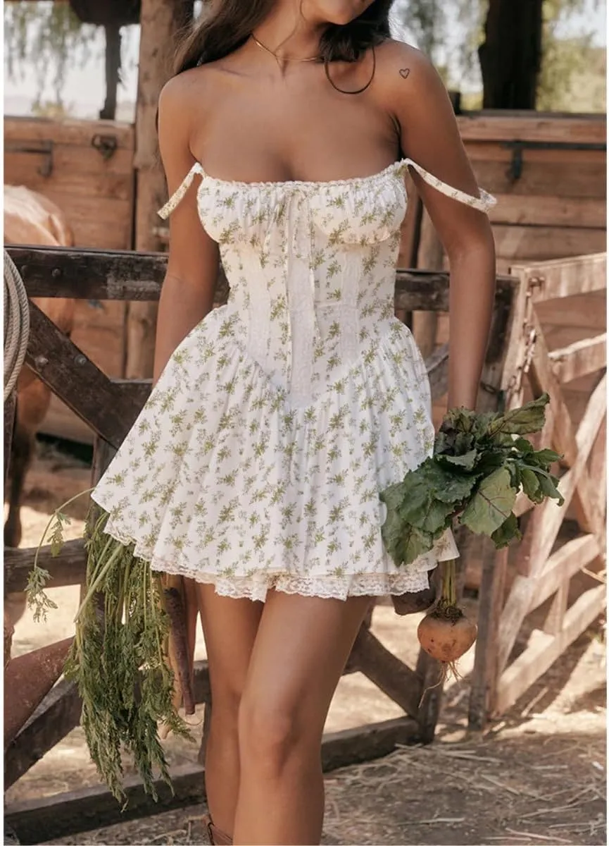 Women's Dress Sleeveless Lace Floral Camisole Corset Suit Style Sexy Dress for Women