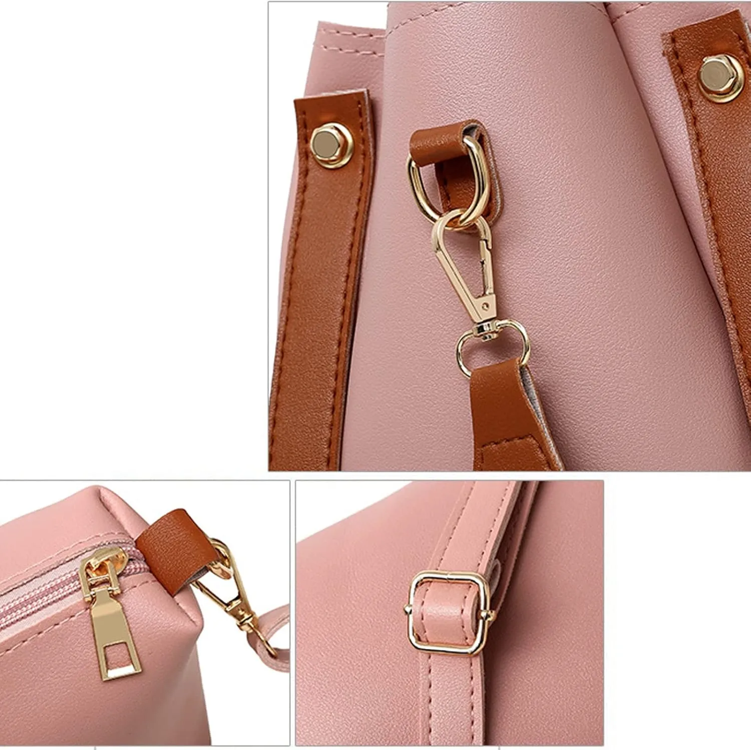 Women's Handbags Women Handbags Faux Leather Tote Bags Shoulder Bag Top Handle Satchel Purse Handbag Set 4pcs(Grey)